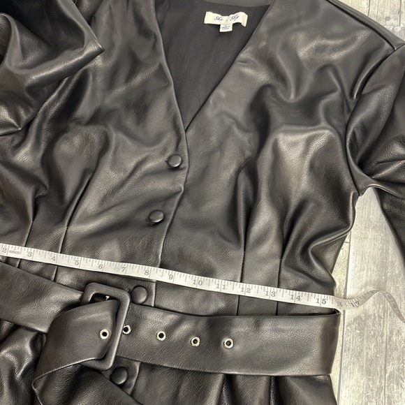 NWT  She + Sky faux leather long sleeve button down dress with belt. Size large. - Picture 9 of 12